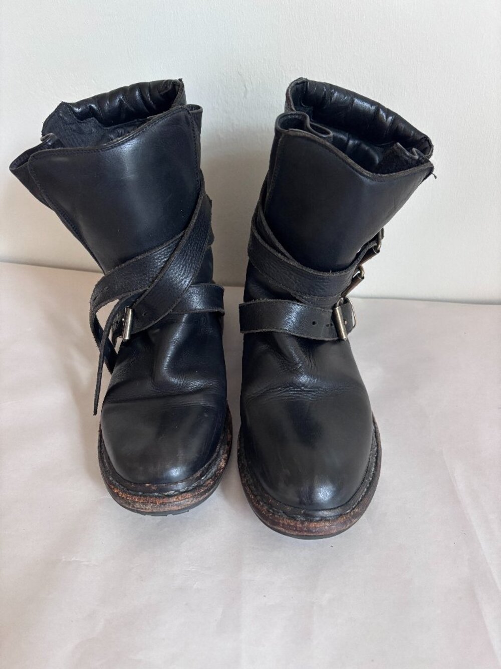 Burberry Clarendon Explorer Leather Moto Boots — EU 39
